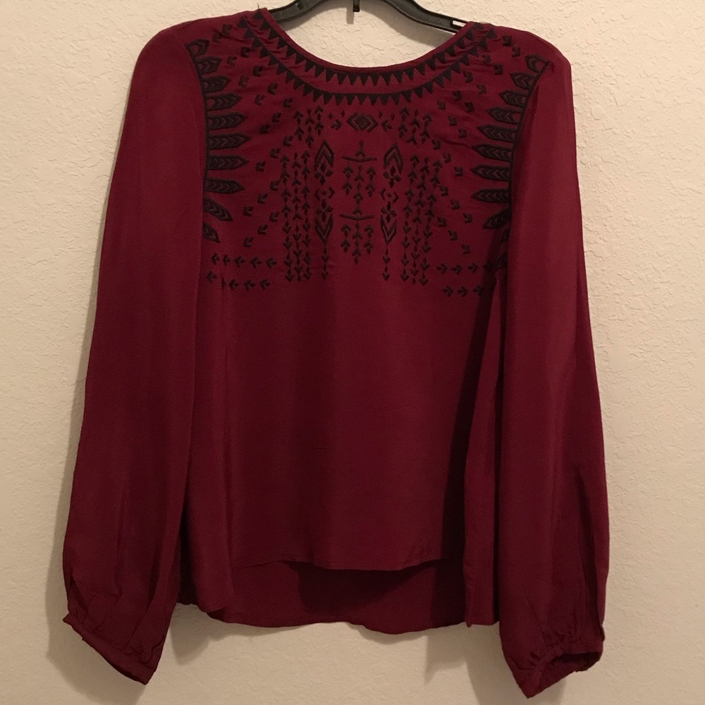 Burgundy Peasant Top